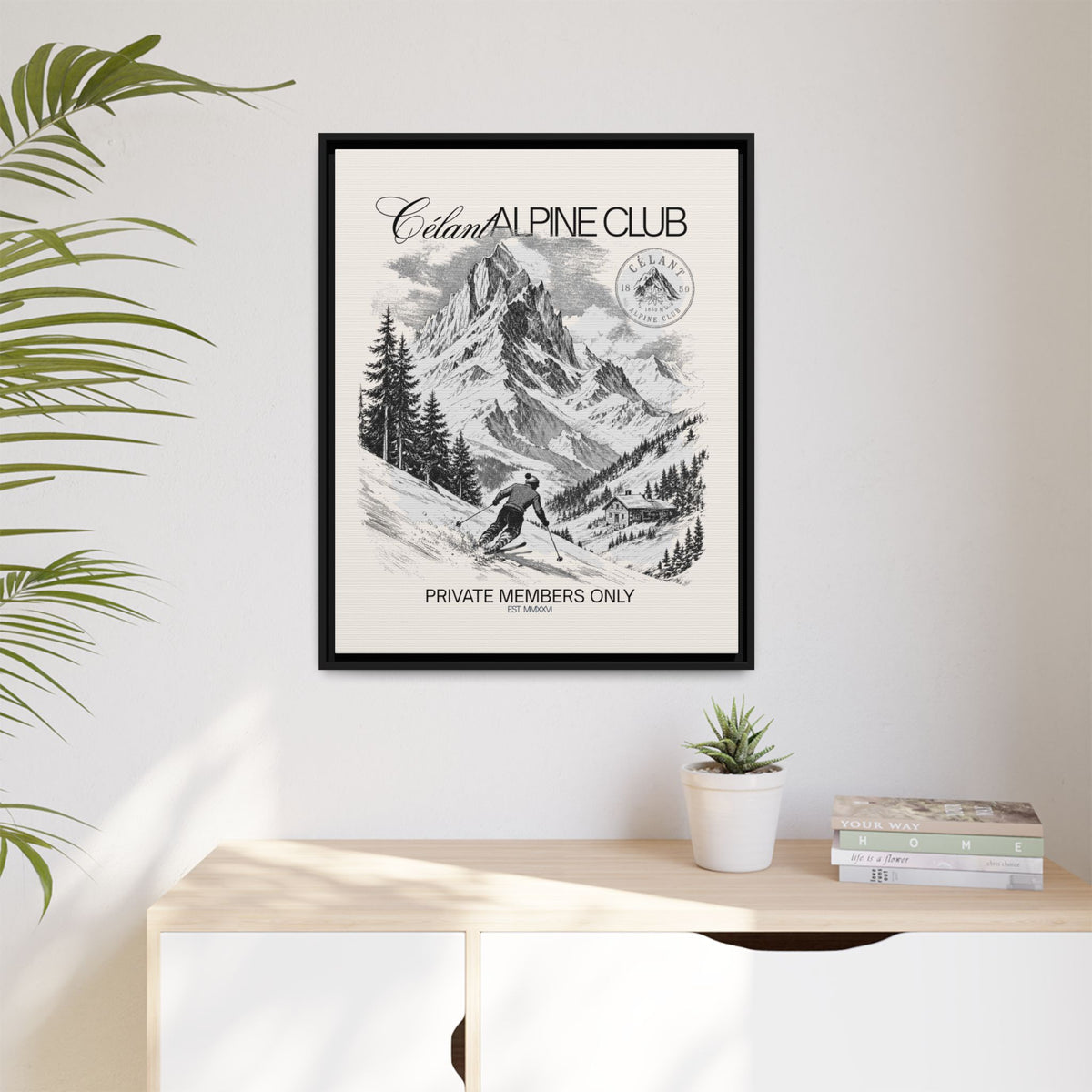 SKI Framed Canvas Print