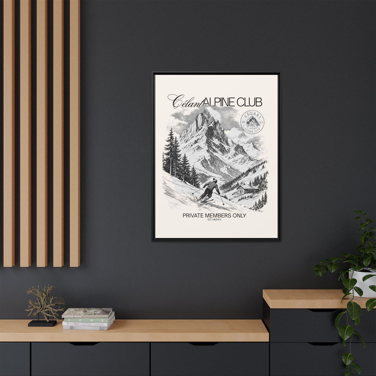 SKI Framed Canvas Print