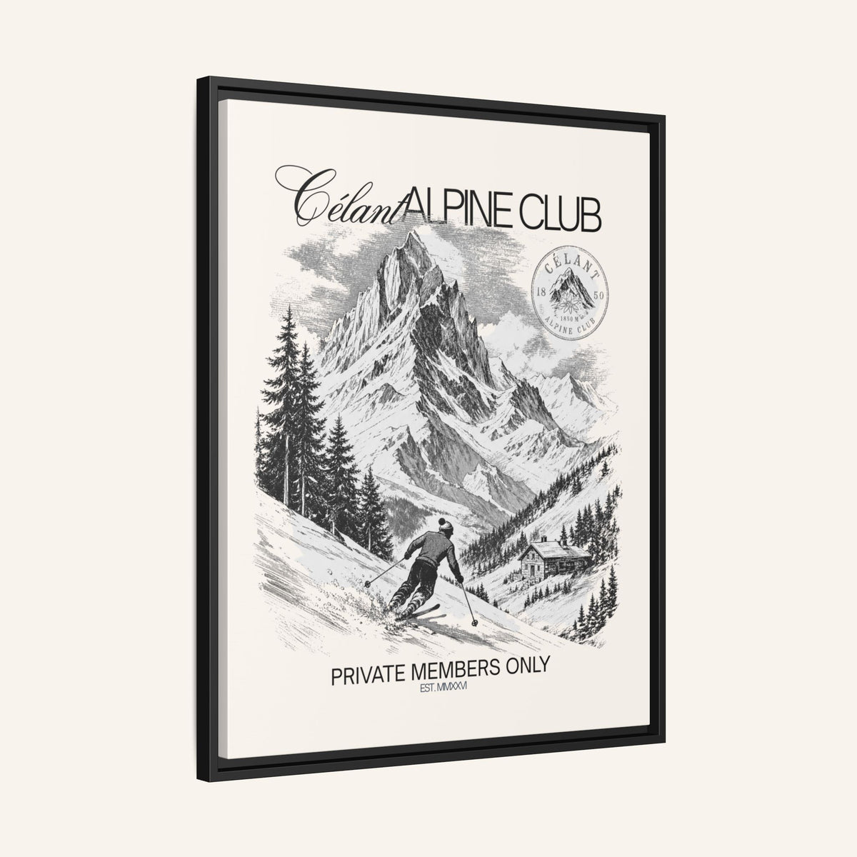 SKI Framed Canvas Print