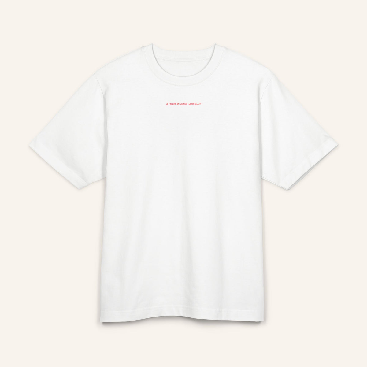 Minimalist Text Graphic Tee — Small Chest & Pink Block Text Back