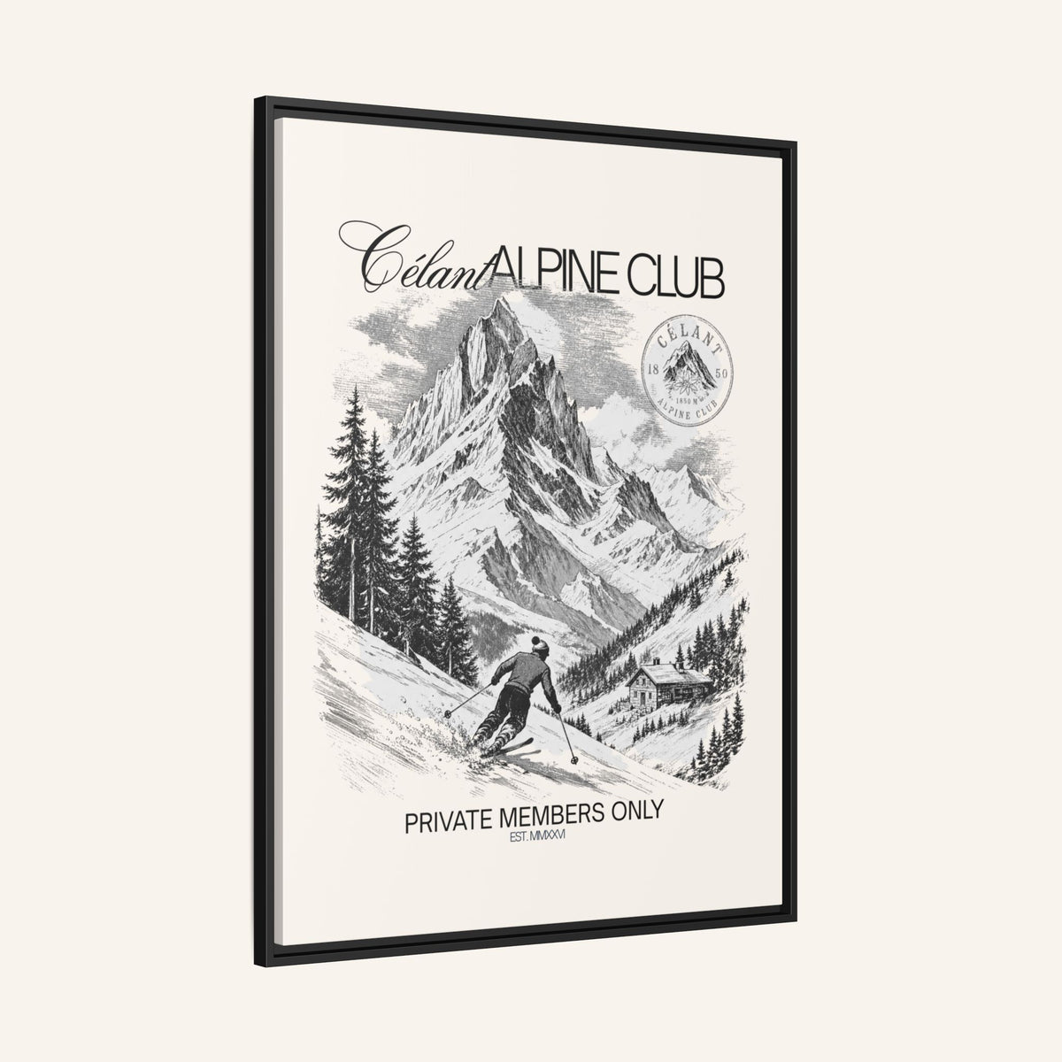 SKI Framed Canvas Print