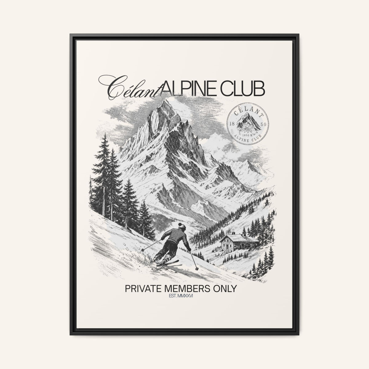 SKI Framed Canvas Print